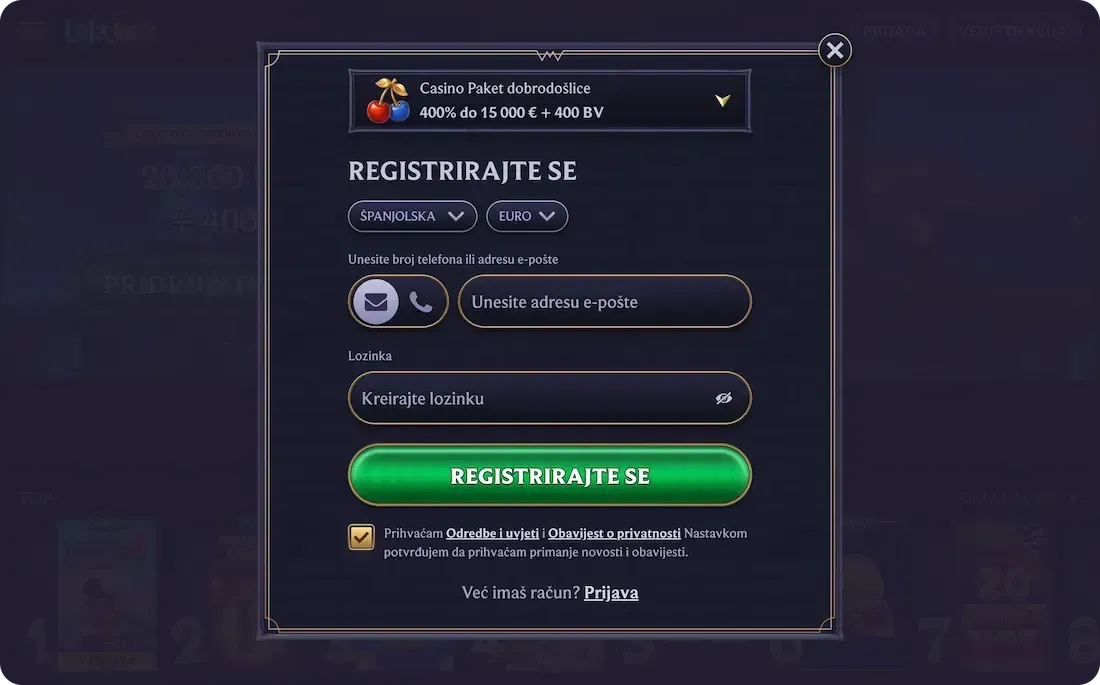 lolajack casino registracija